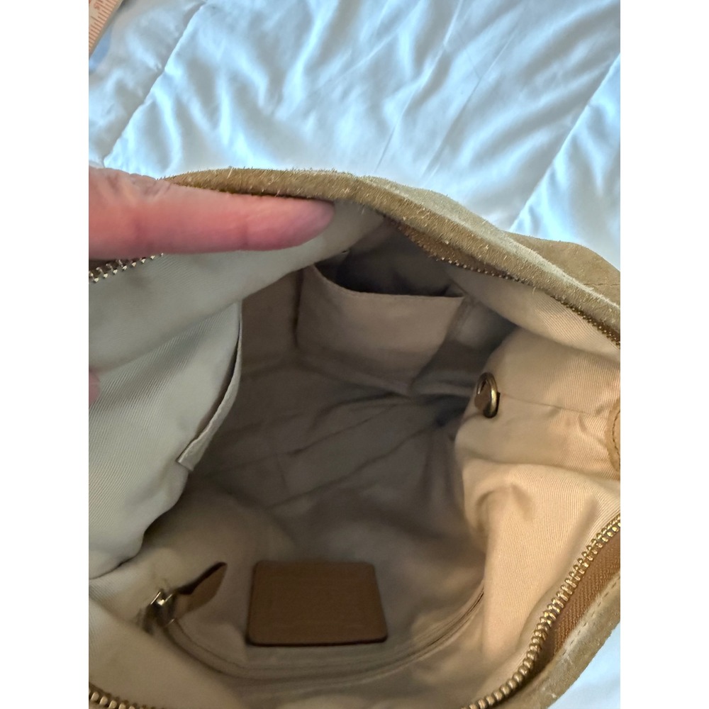 Coach Ergo Hobo Bag Tan Suede Leather Trim Brass Hardware 8A16 Vintage Boho - Picture 12 of 12